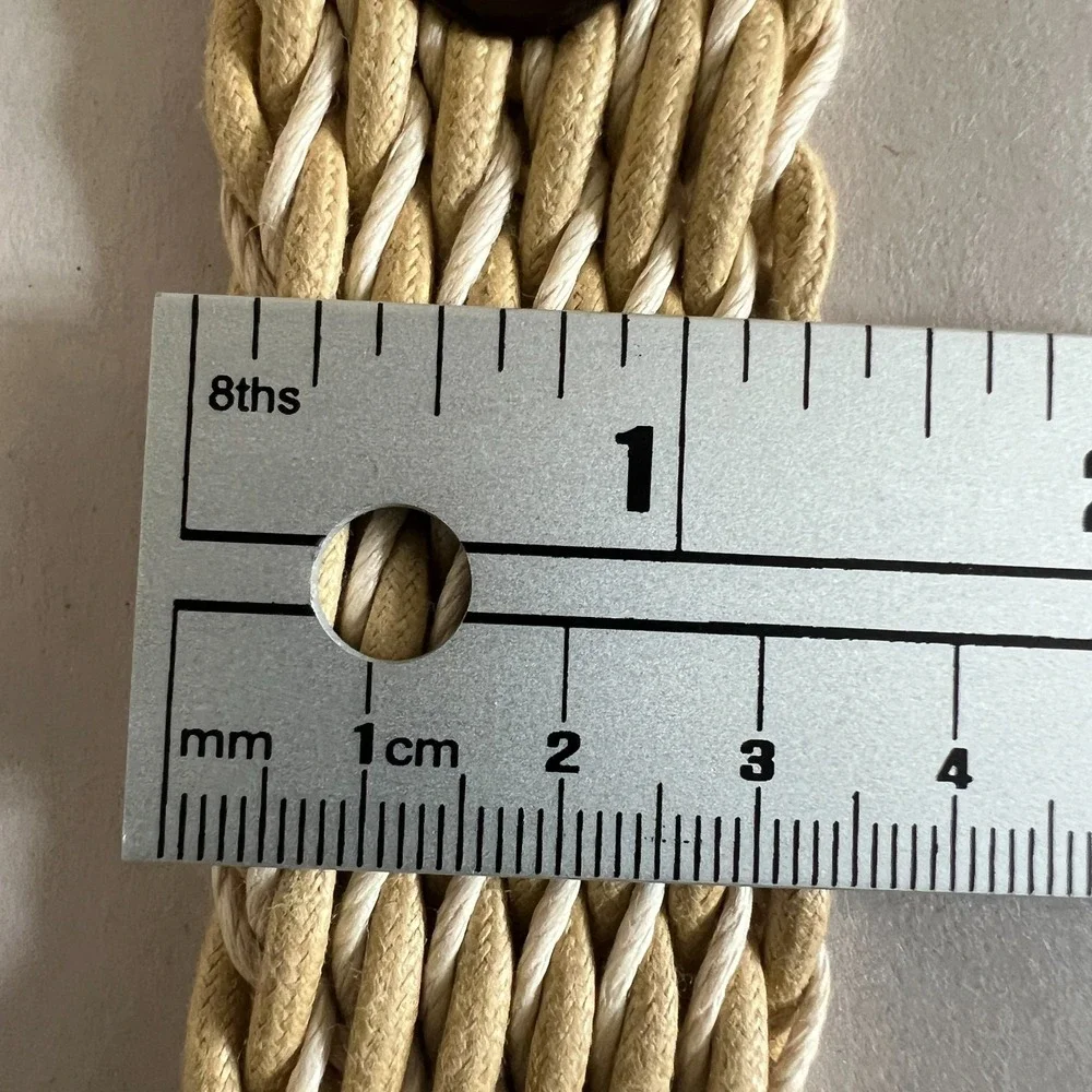 Brighton Braided Cloth Belt Mens 42 Brown Leather Buckle Strap Preppy Casual